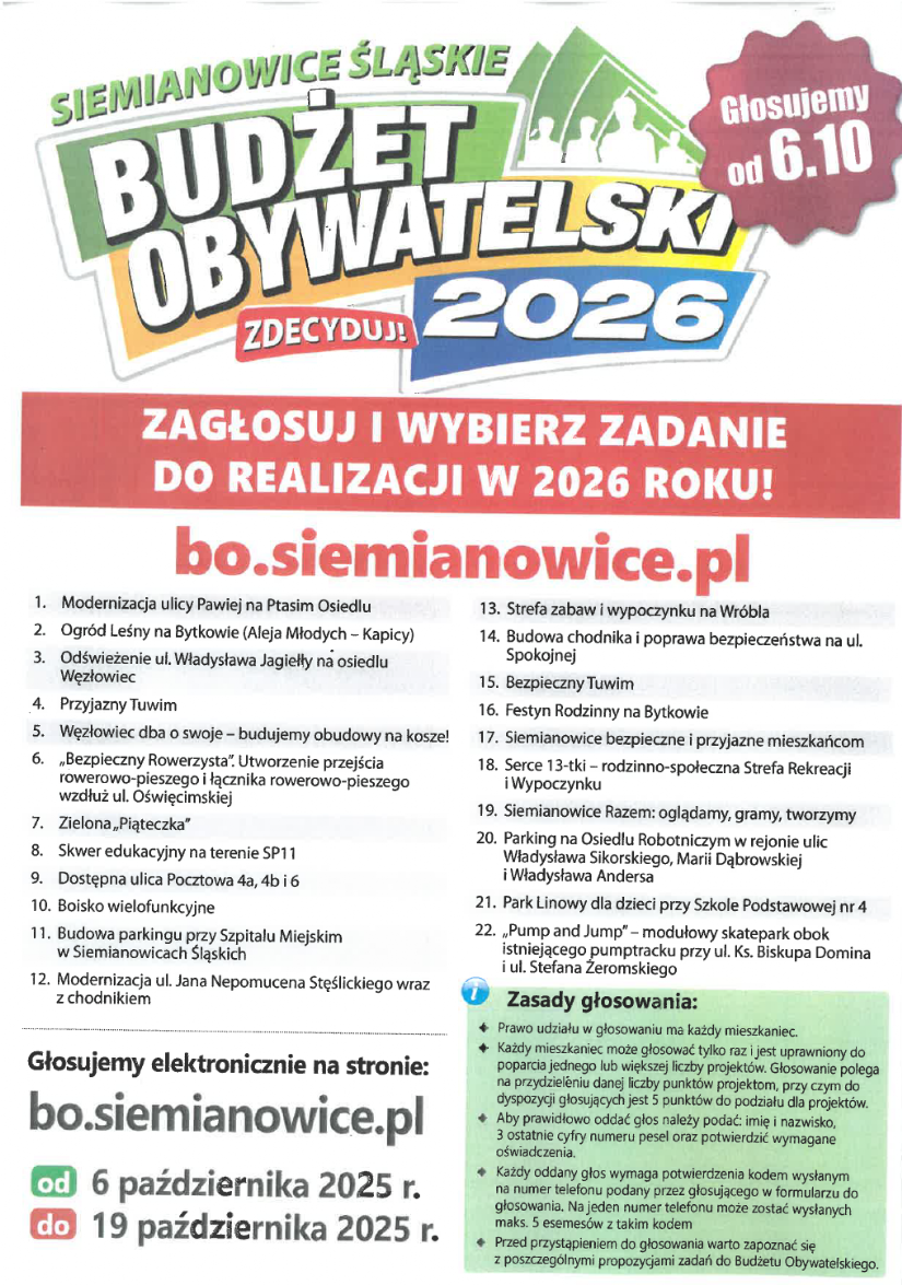 Ogólny Plakat Budżetu Obywatelskiego Siemianowice Śląskie 2026 Ogólny Plakat Budżetu Obywatelskiego Siemianowice Śląskie 2026